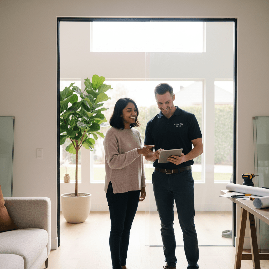 Glass design consultation with specialist